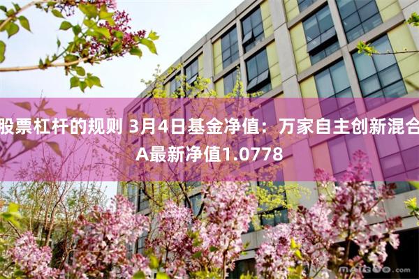 股票杠杆的规则 3月4日基金净值：万家自主创新混合A最新净值1.0778